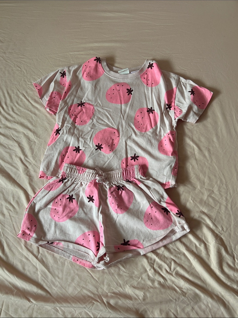 Zara Pink Strawberry Print Short Sleeve Pajama Set